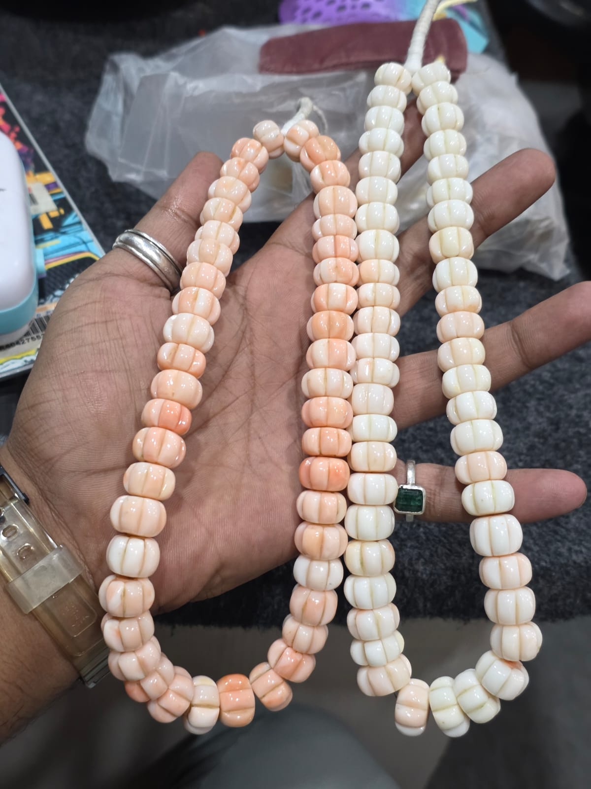 Natural semi beads 2 strands
